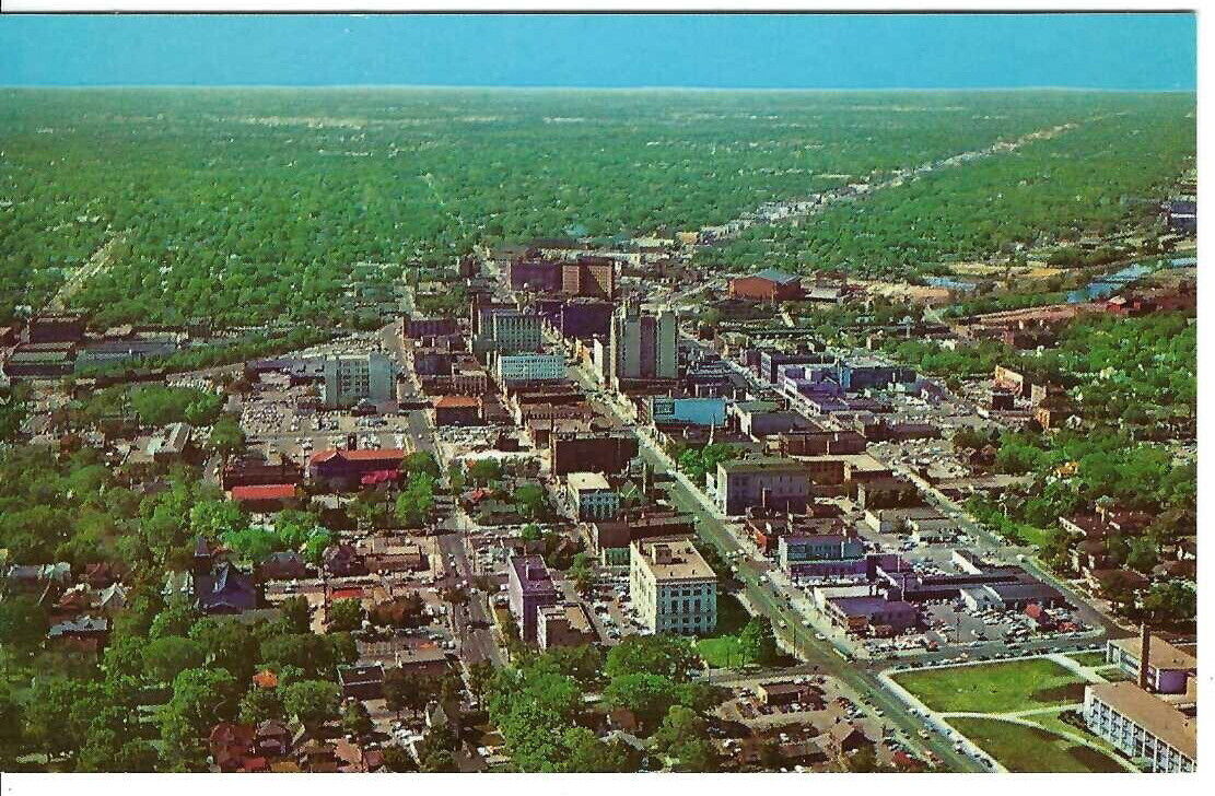 CR-099 MI Flint Aerial View of City Chrome Postcard Curt Teich Publisher