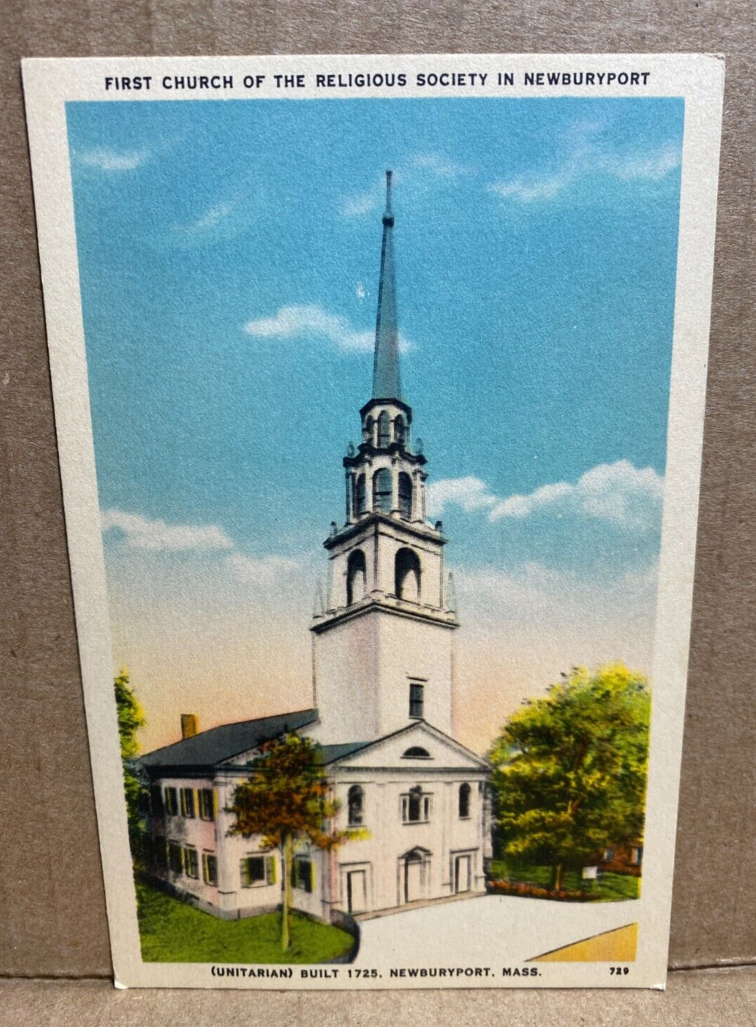 First Church of The Religious Society Newburyport Massachusetts Linen Postcard