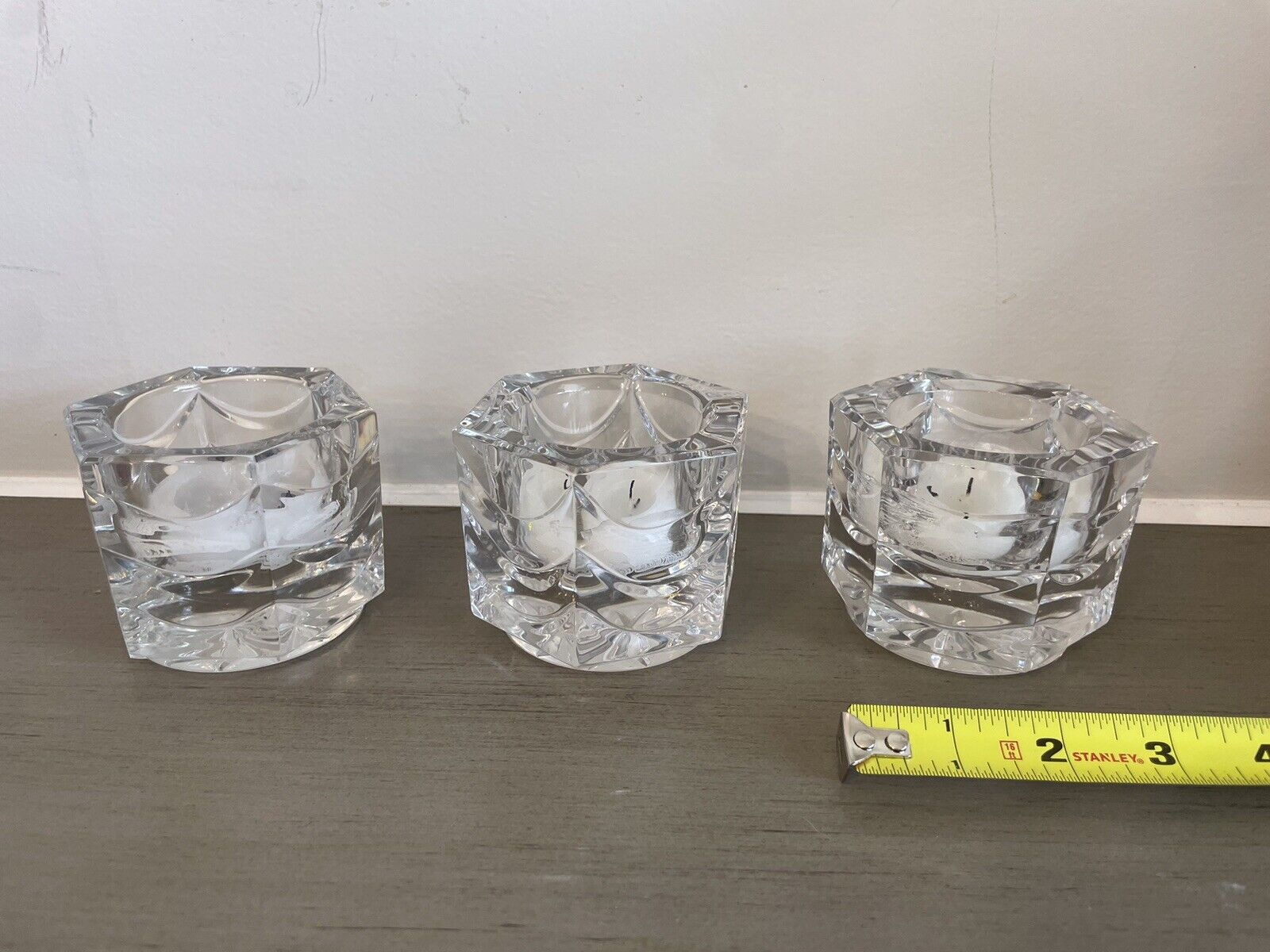 Crystal Tea Light Candle Holders - Set Of 3
