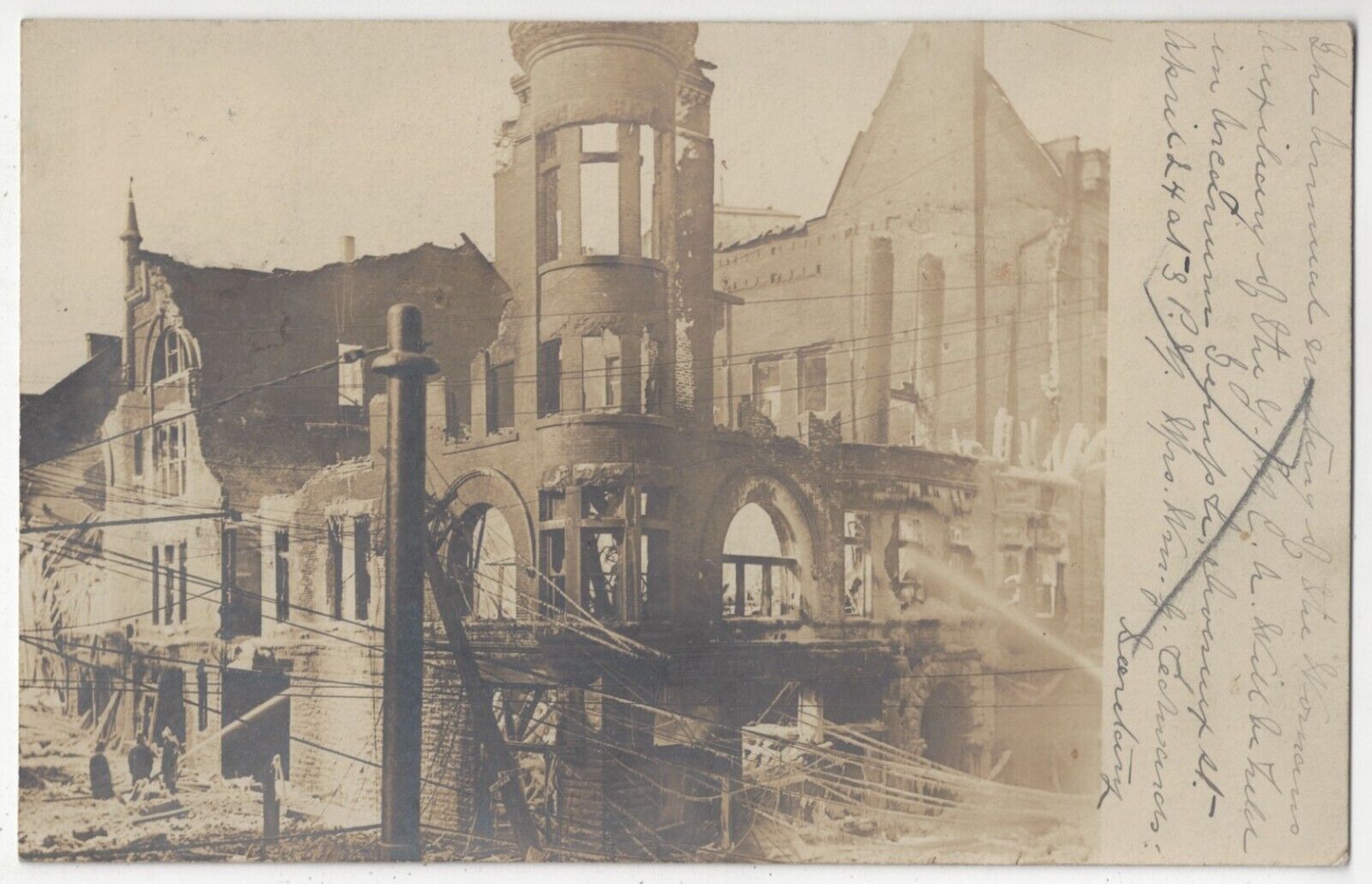 1907 Utica, New York - REAL PHOTO YMCA Women\'s Auxiliary Destroyed by Fire