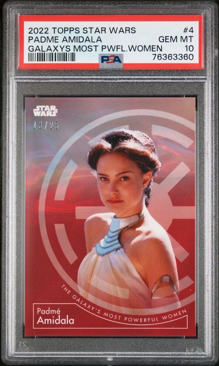 2022 Topps Star Wars The Galaxy’s Most Powerful Women #4 Padme Red #/25 PSA 10