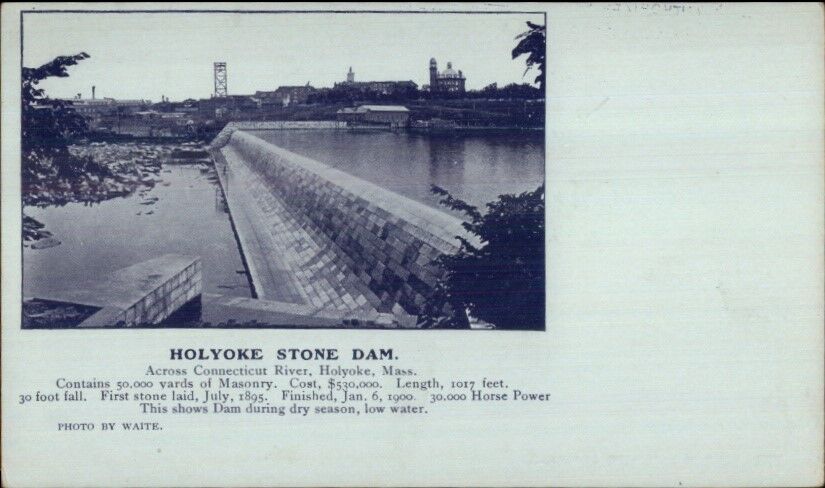 Holyoke MA Stone Dam c1900 Private Mailing Card