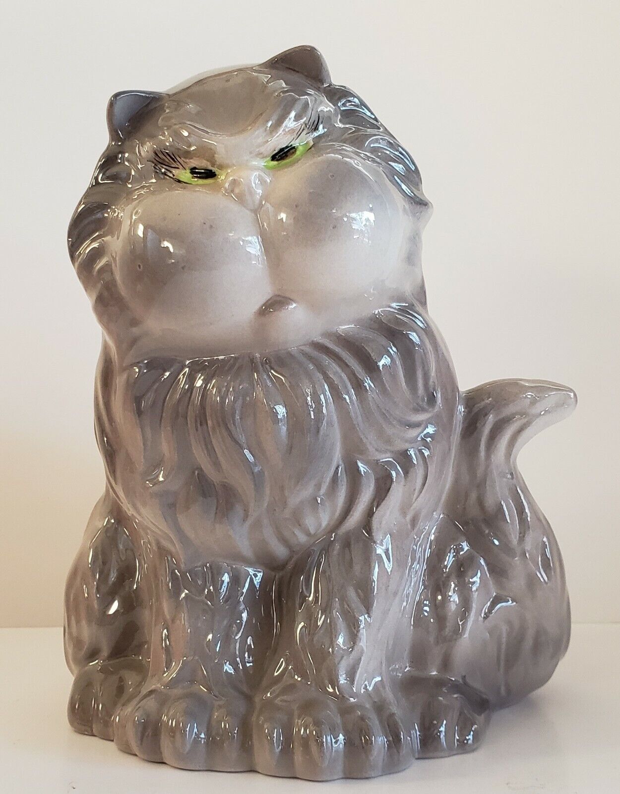 \'RARE\' Grinch Face Persian Cat Statue Figure Ceramic Sitting Hand Painted 9\