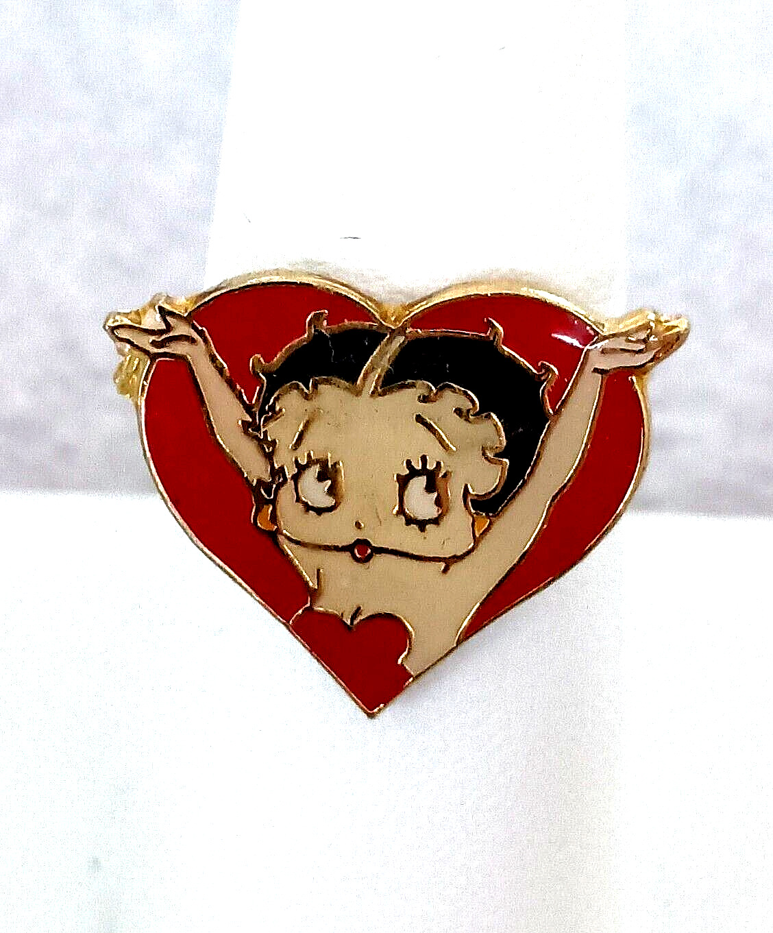 Rare Vintage Betty Boop Arms In Air Heart Comic Collectible Ring 1980s New NOS