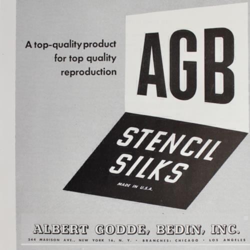 1948 STENCIL SILKS PRINT AD AGB ALBERT GODDE BEDIN ART VINTAGE ADVERTISING