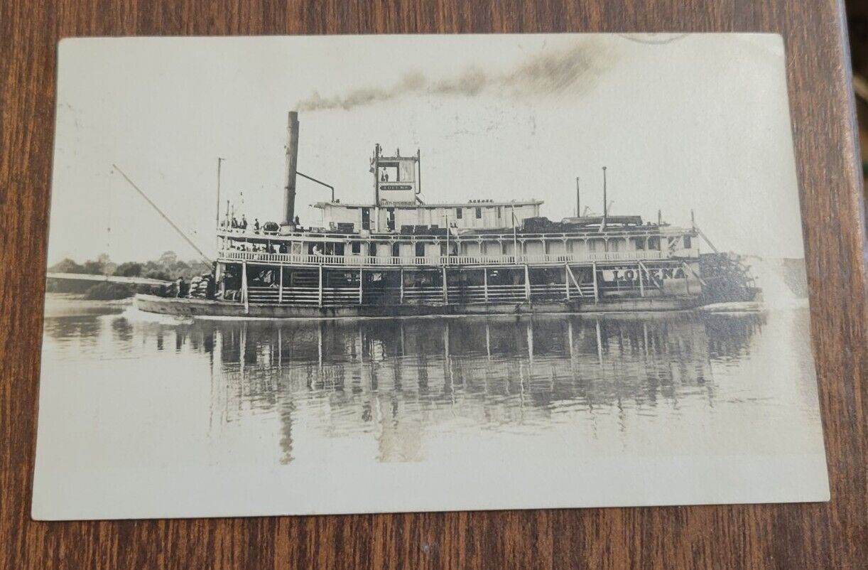 Antique 1909 LORENA River Boat Postcard Ohio OH 