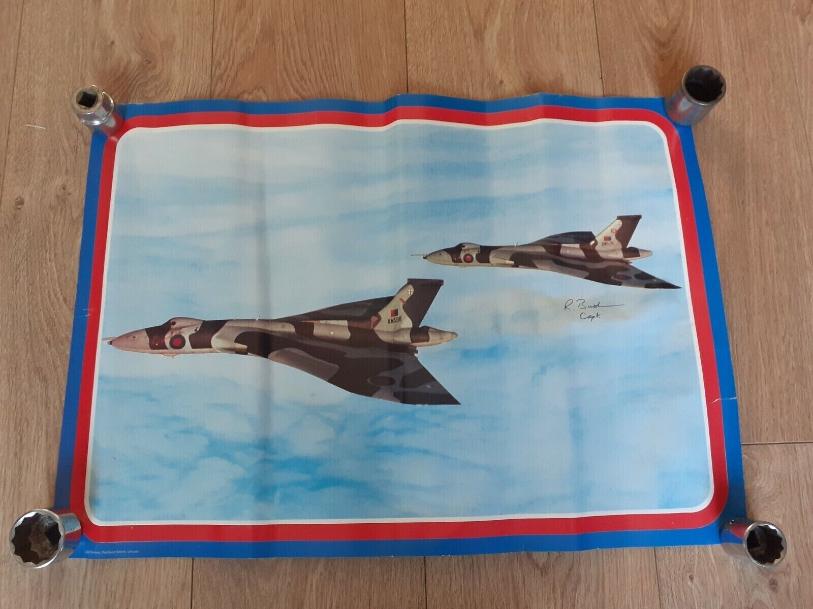 Vintage RAF Vulcan Bomber Original Signed Picture Print by Captain Pilot