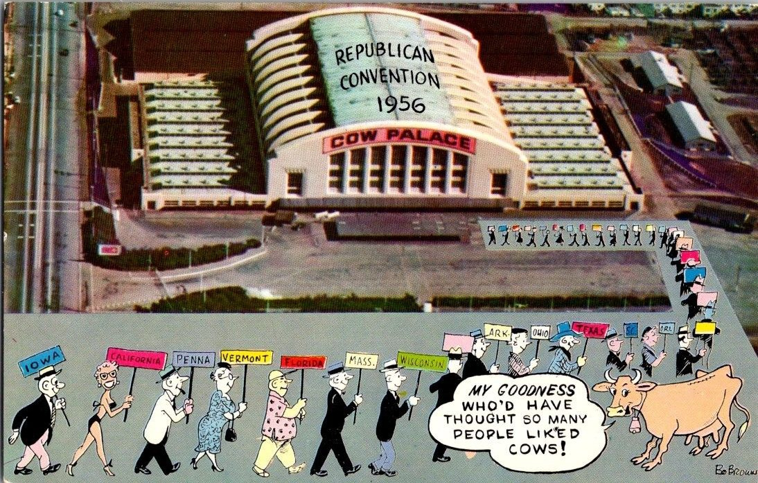 San Francisco California CA Cow Palace Republican Party Convention 1956 Postcard