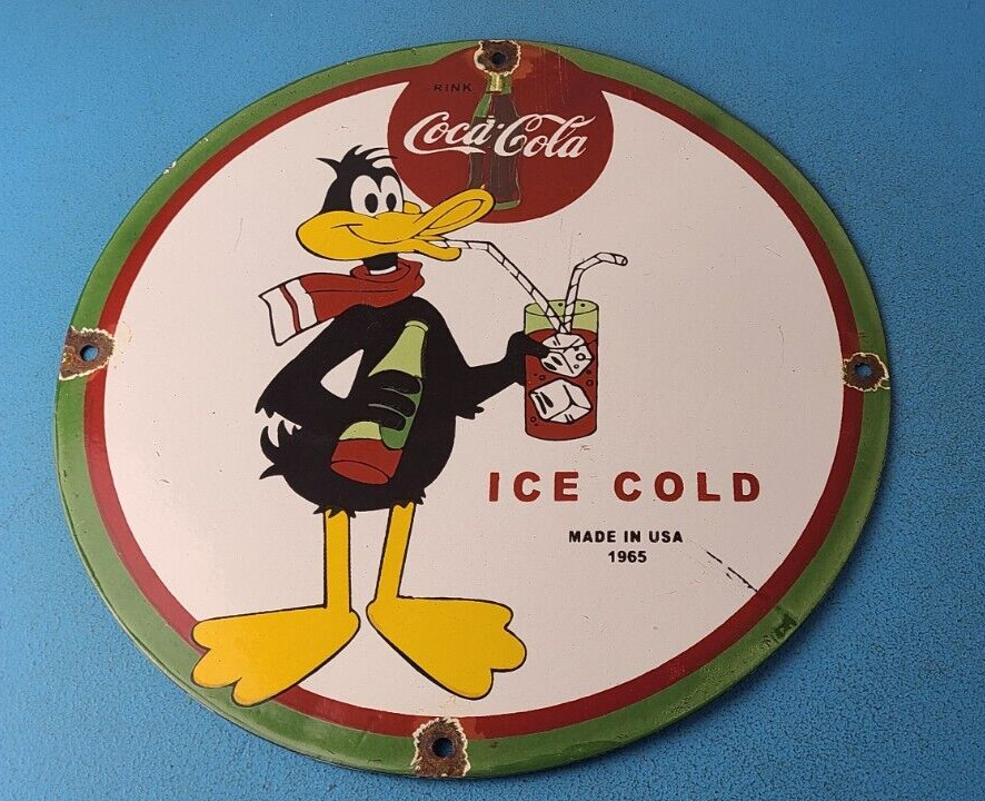 Vintage Coca Cola Porcelain Sign - Gas Pump Plate Sign - Shop Soda Bottles Sign