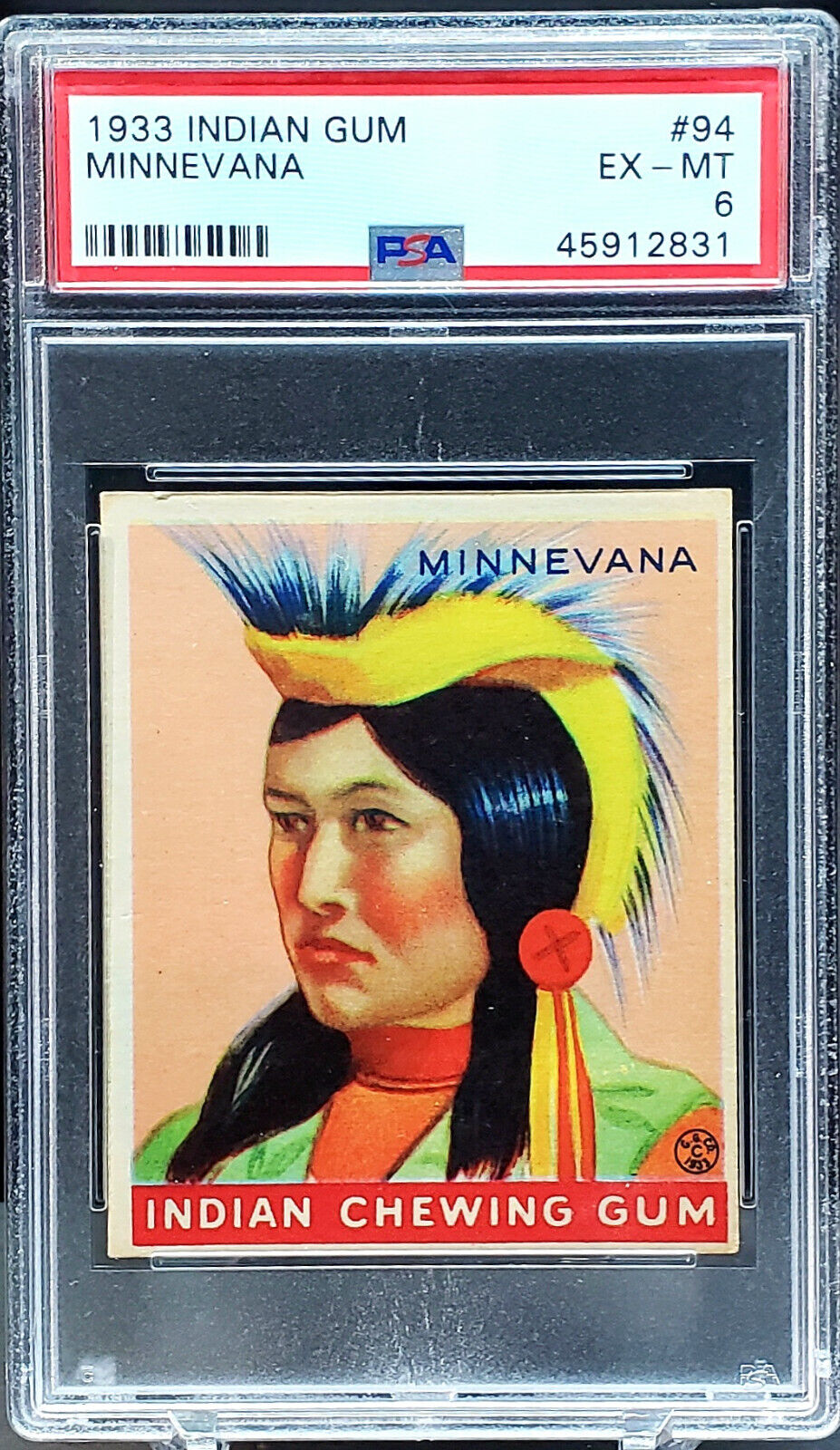 1933 R73 Goudey Indian Gum Card - #94 - MINNEVANA - Series 264 - PSA 6 - NICE