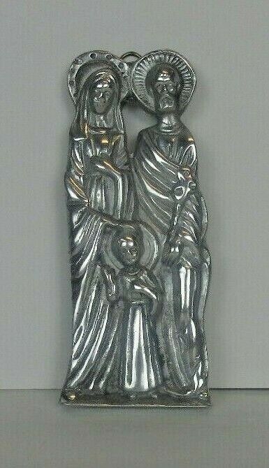 Blessed Holy Family - Mary Joseph Jesus Hanging Pewter Wall Art 6 1/2\