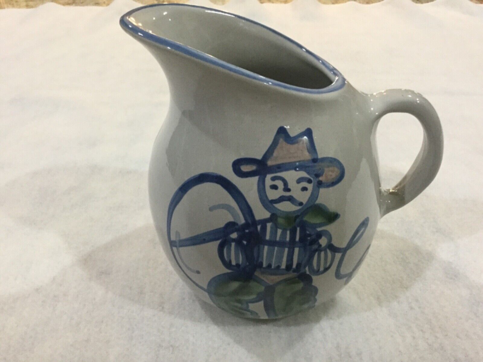 RARE-RARE Mary Hadley Pottery pitcher(2qt) with cowboy spinning a rope-vintage