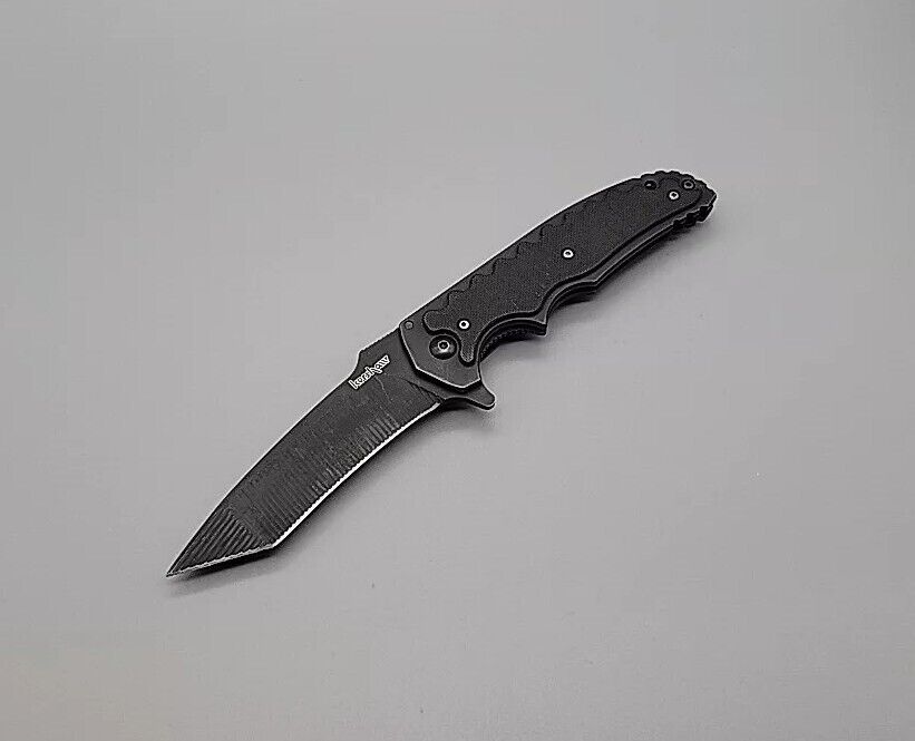 Kershaw 1730TBLK Pocket Knife - 3D Machined Groove Plain Tanto Blade