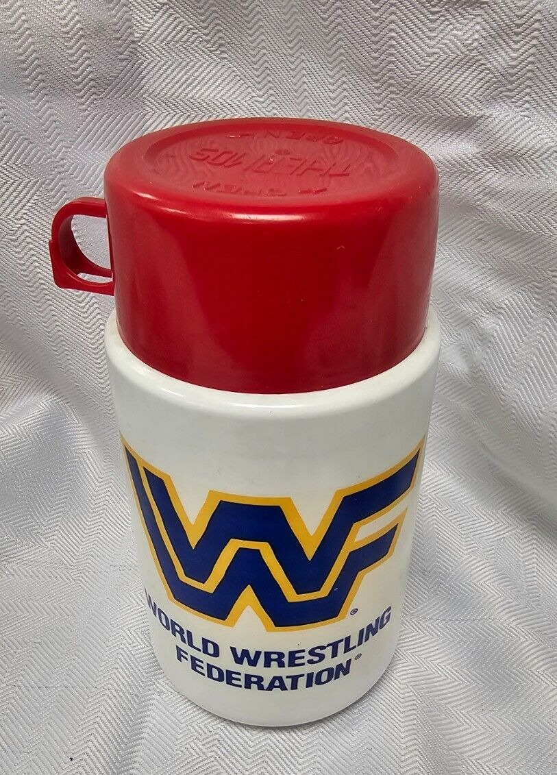 Vintage WWF Thermos Red Cap Wrestling 80s 90s Collectible WWE Cup