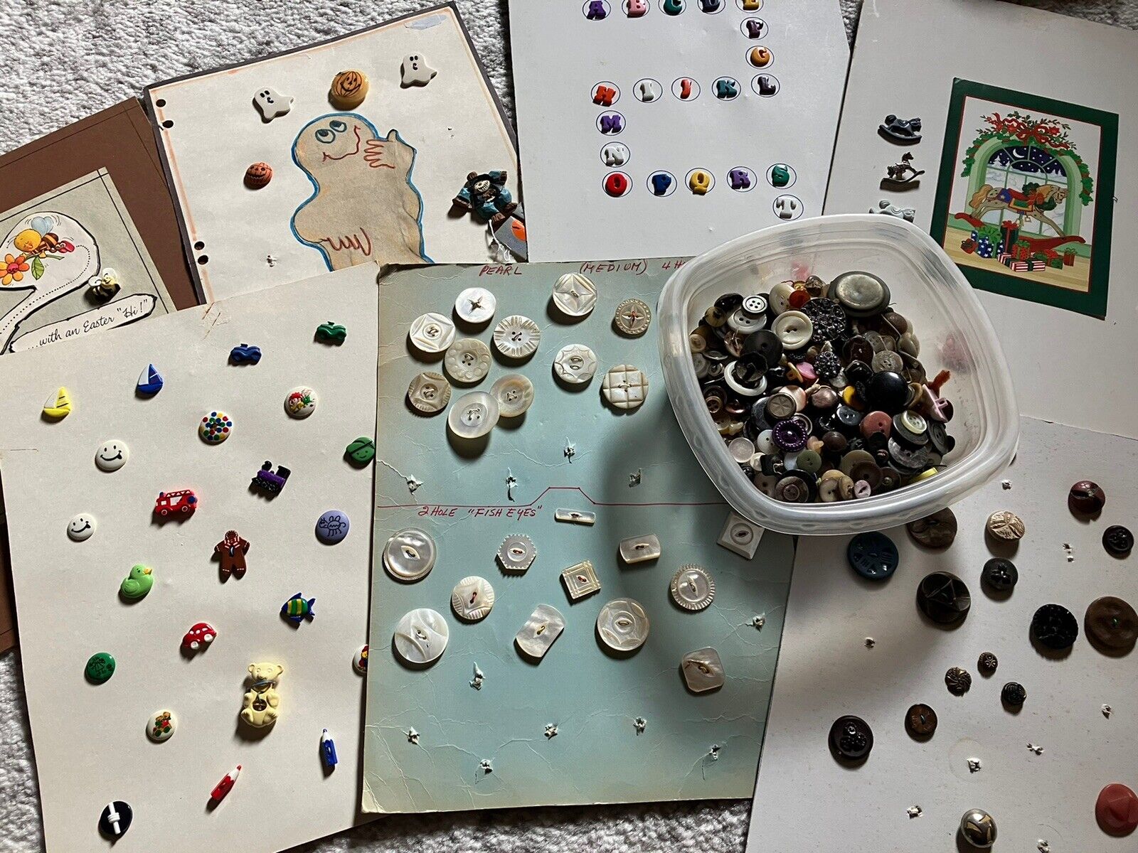 Antique Vintage Huge Lot Of Buttons Lose & On Collector Cards Hundreds Mop Metal
