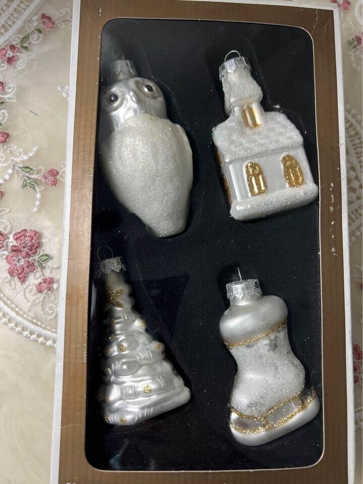 Vintage Glass Christmas Ornaments set of 4