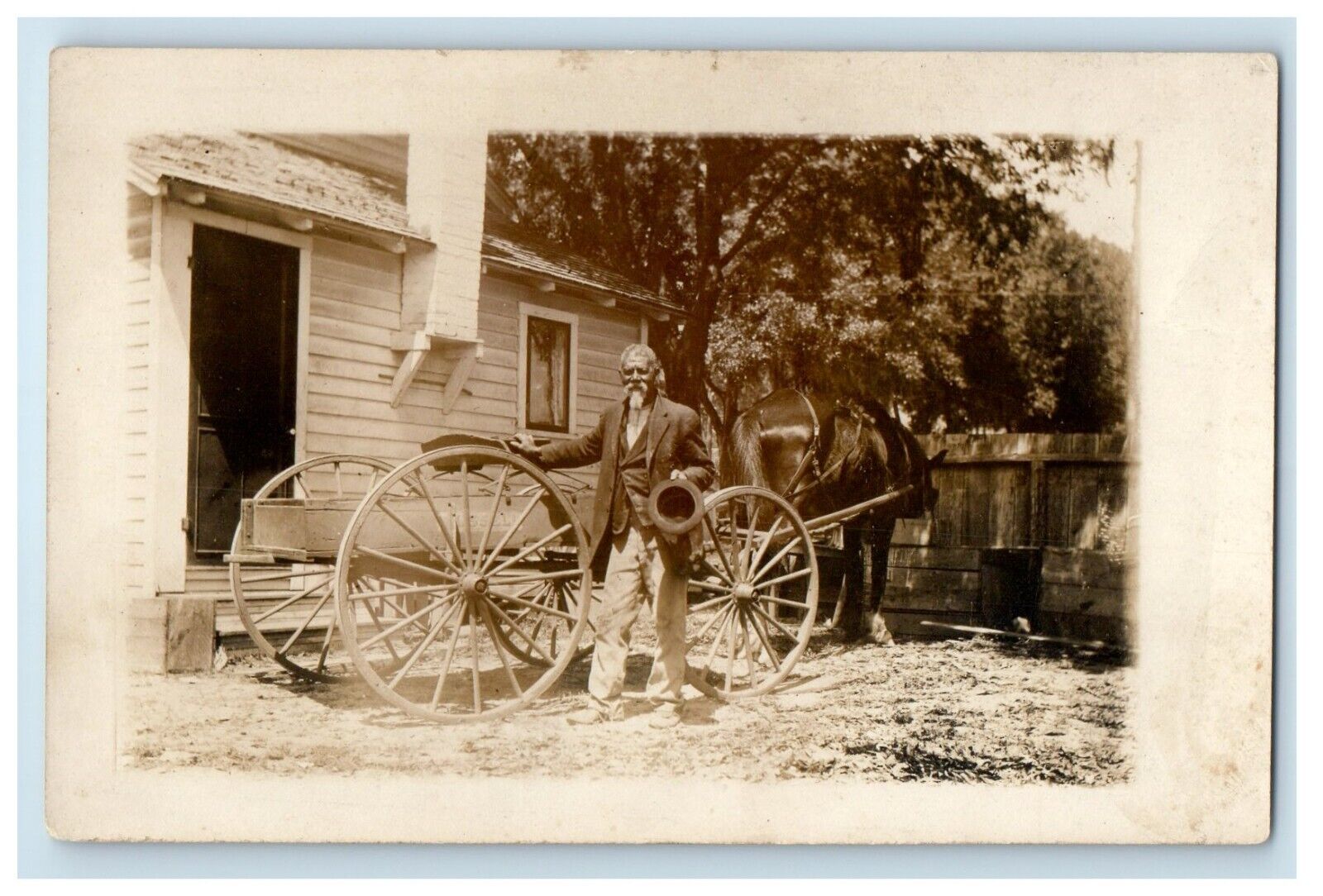 c1910\'s Black American Russell Horse Wagon RPPC Photo Unposted Antique Postcard