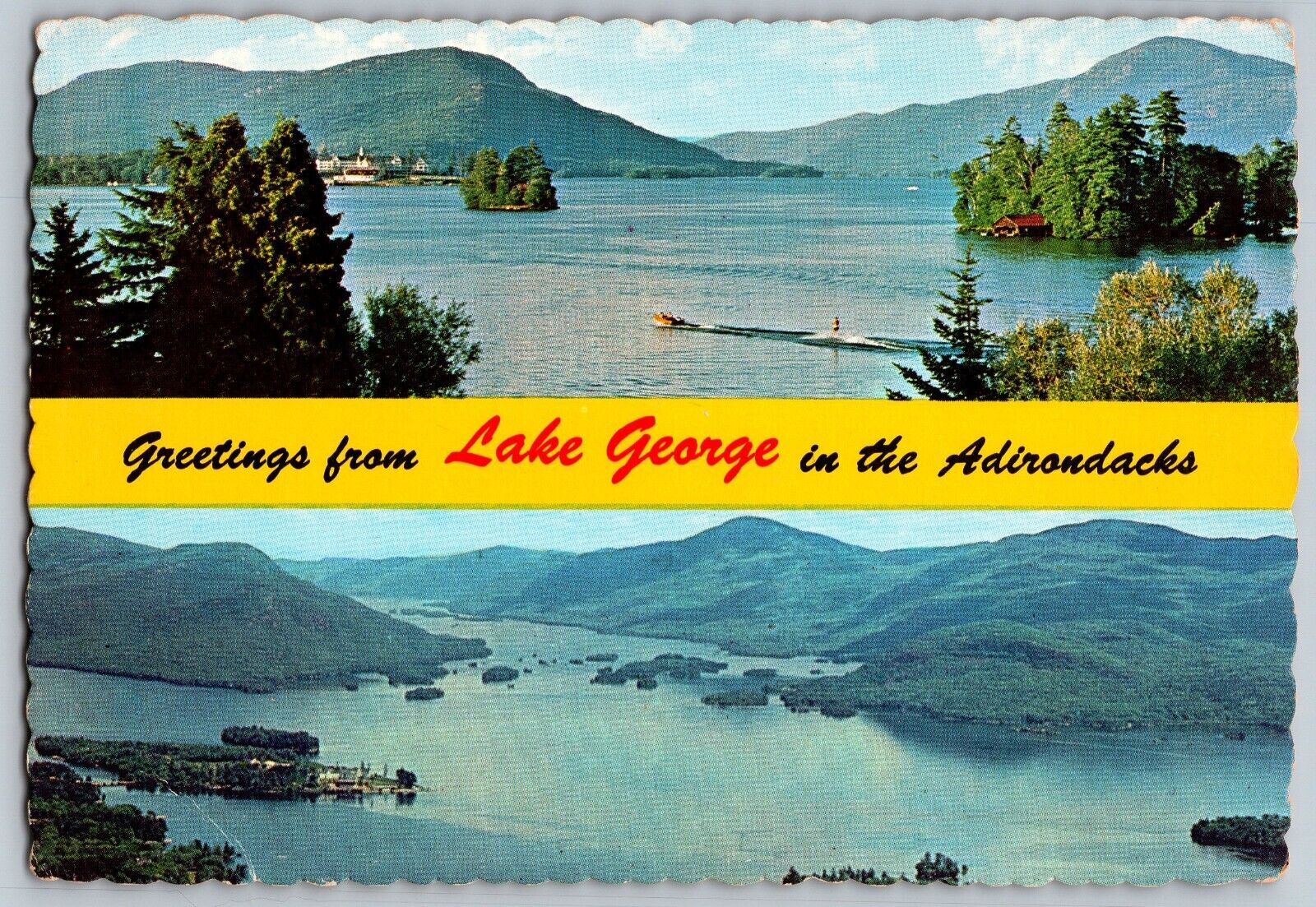 New York NY - Lake George - Vacationland - Greetings - Vintage Postcard 4x6