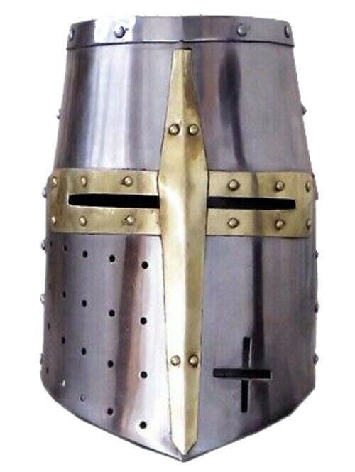 DGH® Medieval Knight Armor Crusader Viking Templar Helmet Helm w/ Mason's Brass