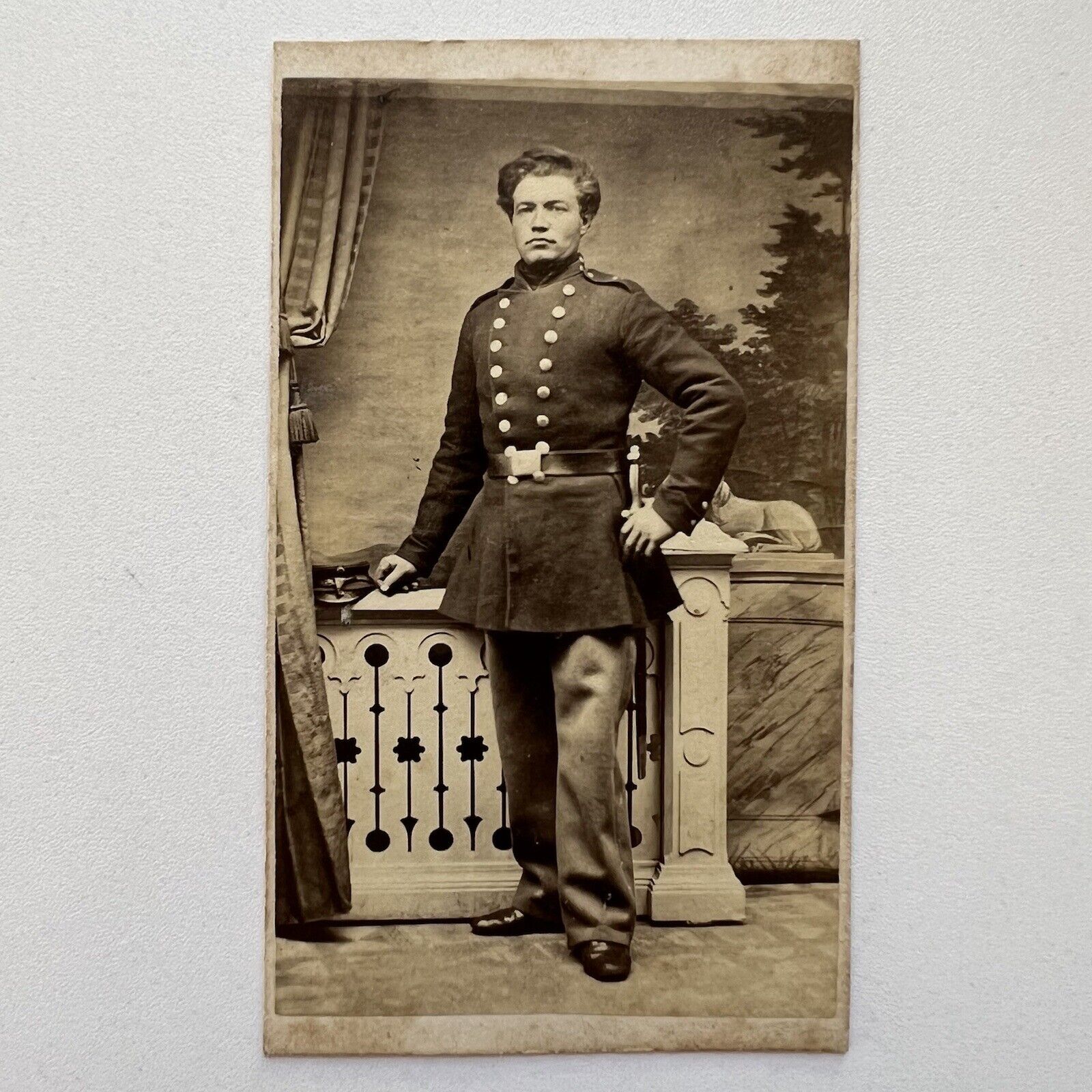 Antique CDV Photograph Very Handsome Young Man Military Soldier Sword Denmark?