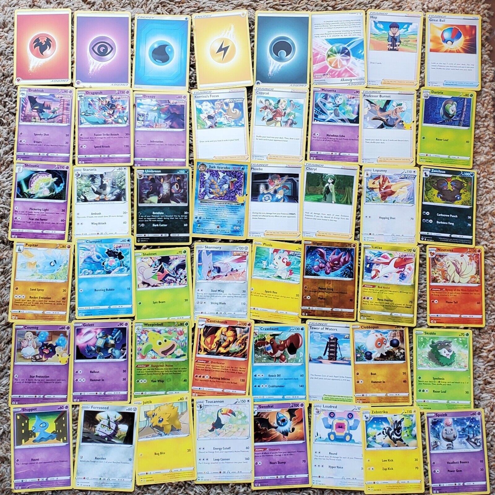 genuine Pokemon regular rare cards lot of 48 (w/ box)
