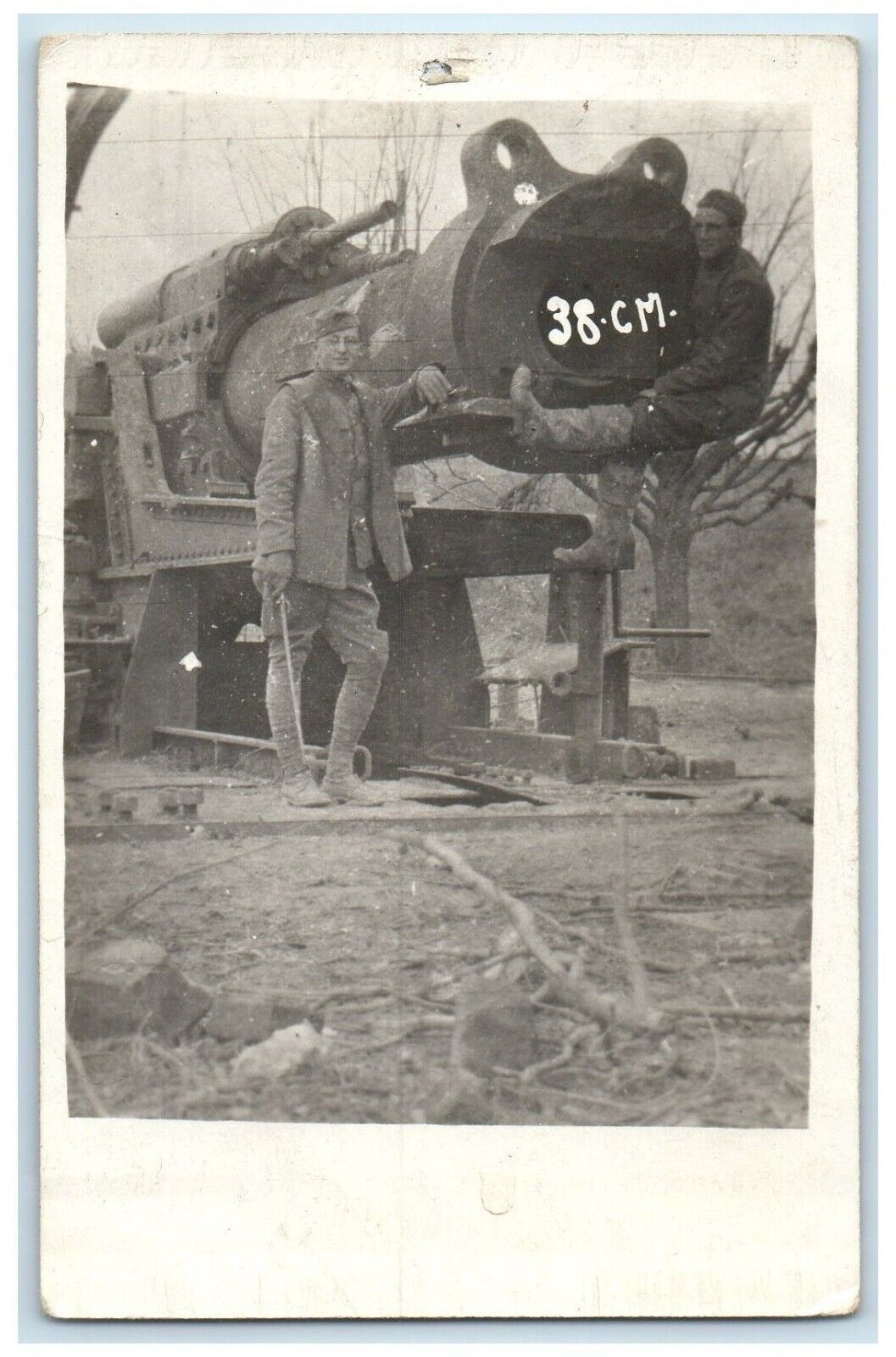 c1910's WWI 38cm Gun Military Soldier Europe RPPC Photo Antique Postcard