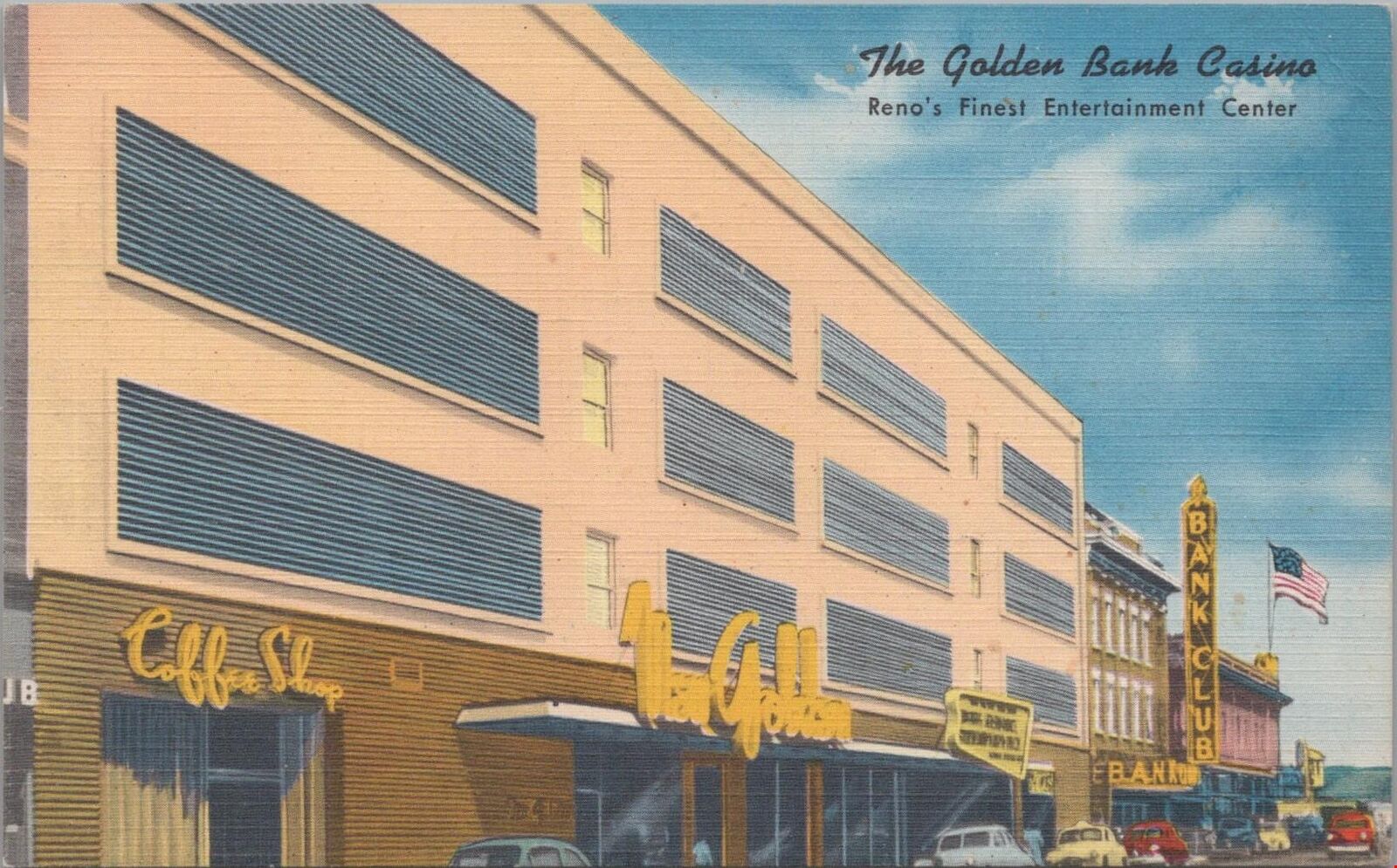 Postcard The Golden Bank Casino Reno Nevada NV 