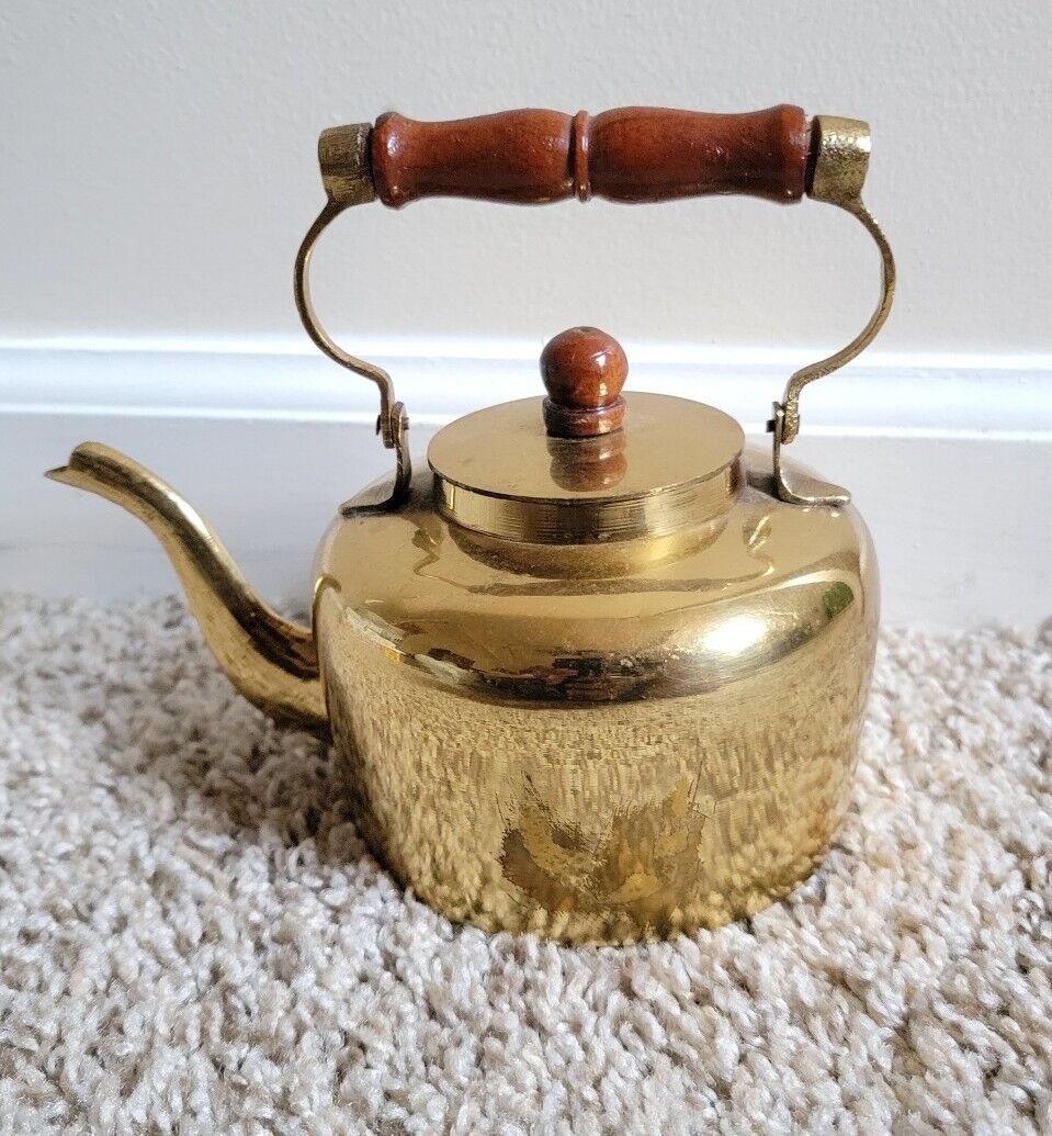 Antique Brass Gooseneck Footed Teapot 