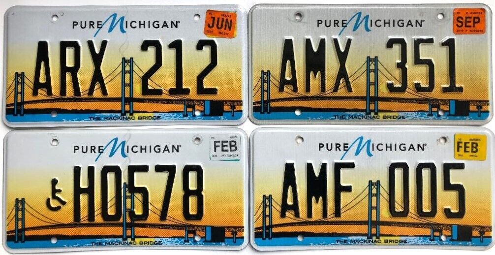 Lot of 4 Michigan Mackinac Mackinaw bridge license plates