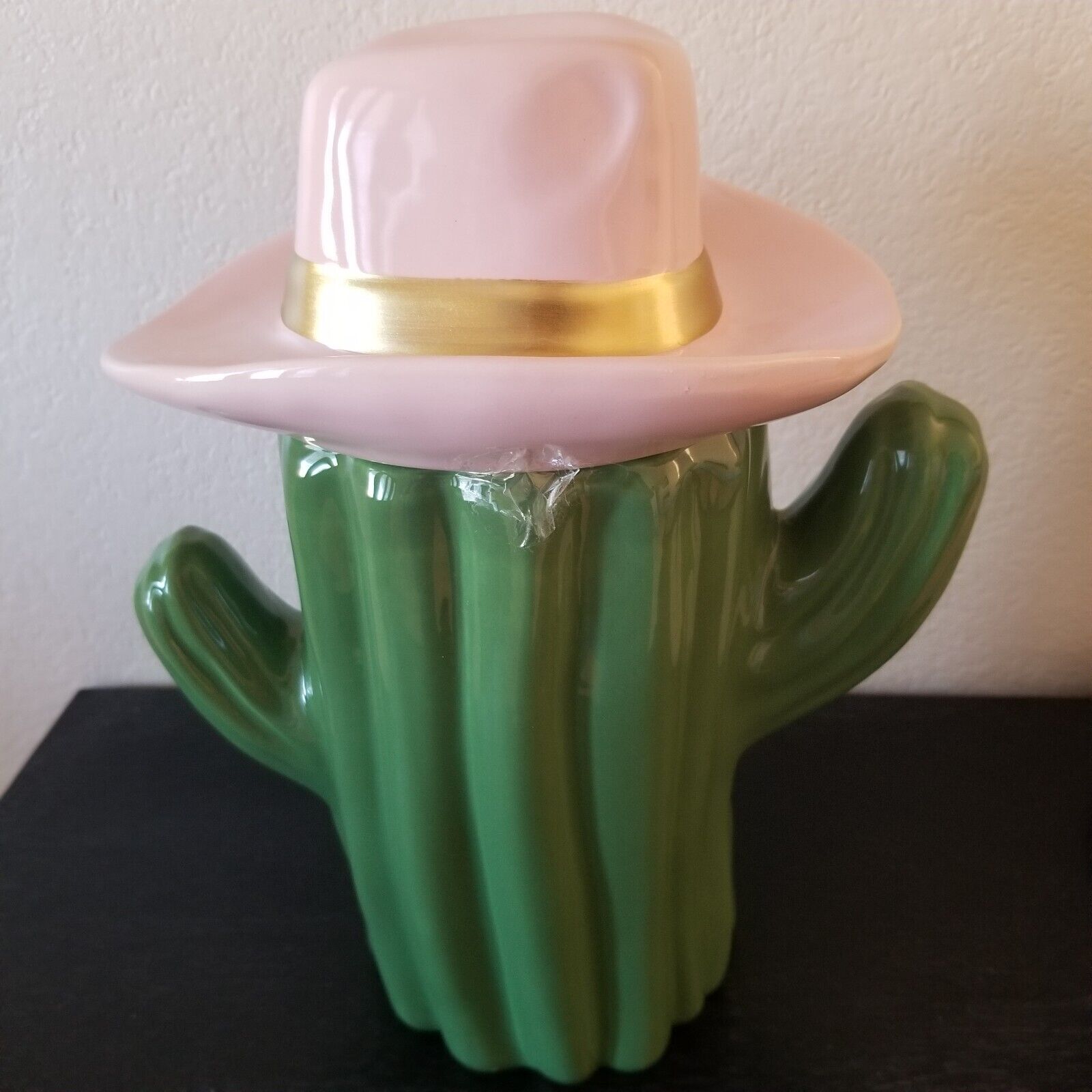 Cutest Cookie Jar Pink Cowgirl Cowboy hat CACTUS, Country Western, unique NEW