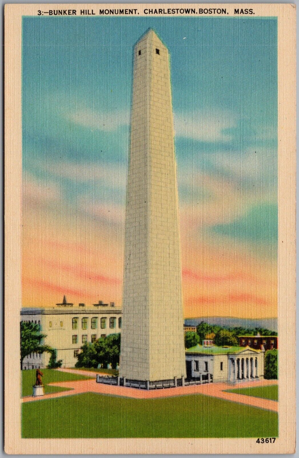 Bunker Hill Monument Charlestown Boston Massachusetts Postcard E590