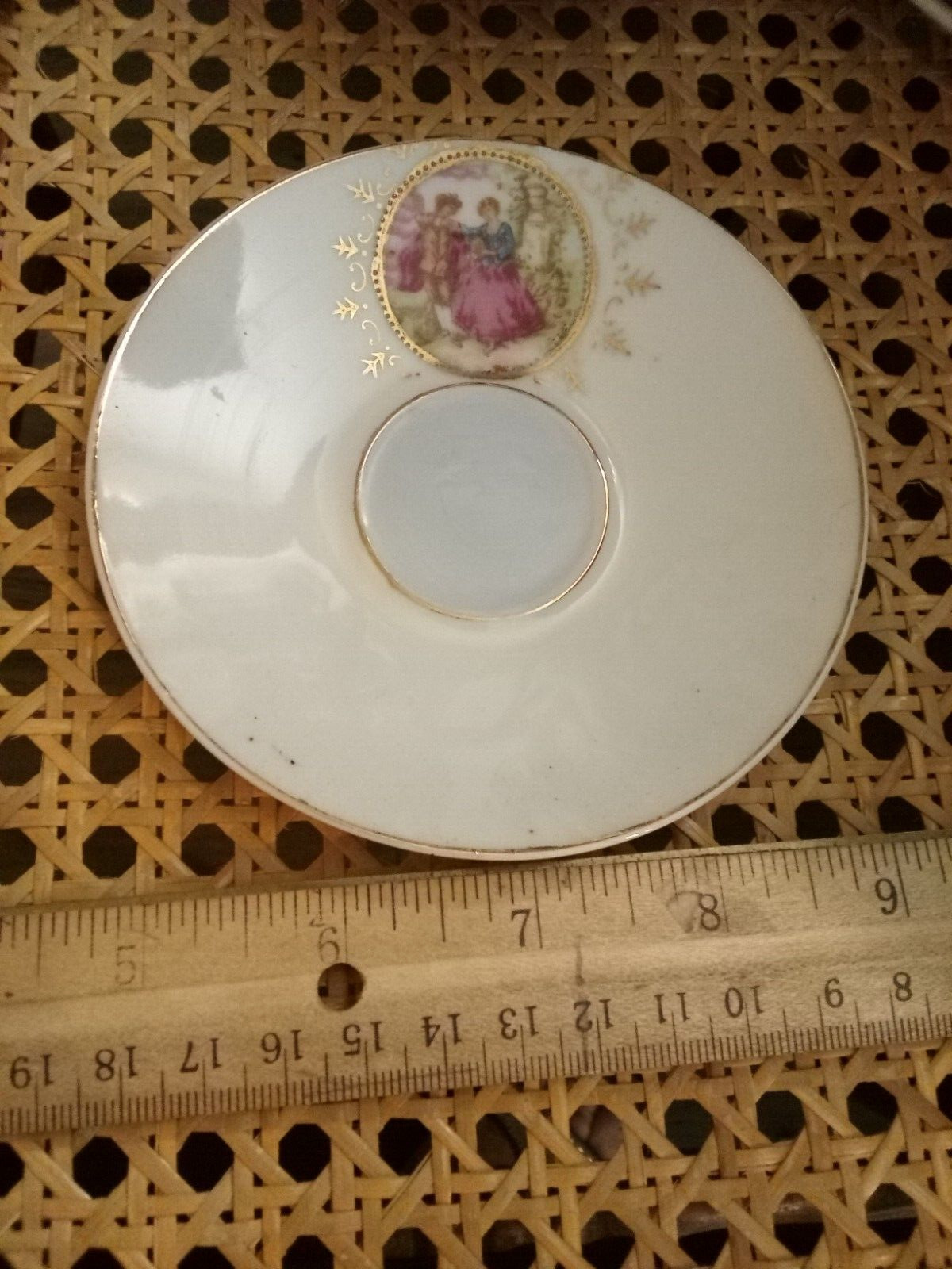 Antique japan gold french couple demitasse dish saucer mini plate like arnart