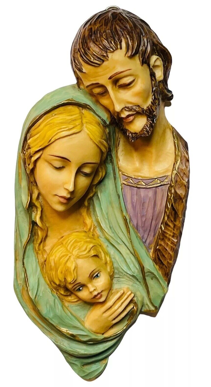 VTG NATIVITY WALL PLAQUE RR ROMAN ITALY MARY JOSEPH JESUS HOLY FAMILY 3D RESIN