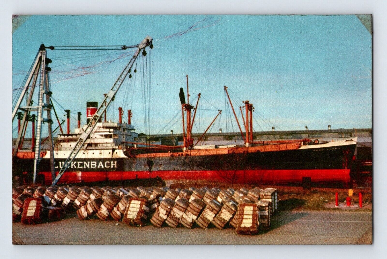 Postcard California Stockton CA Port Ship Cotton Union Oil 76 1950s Unposted