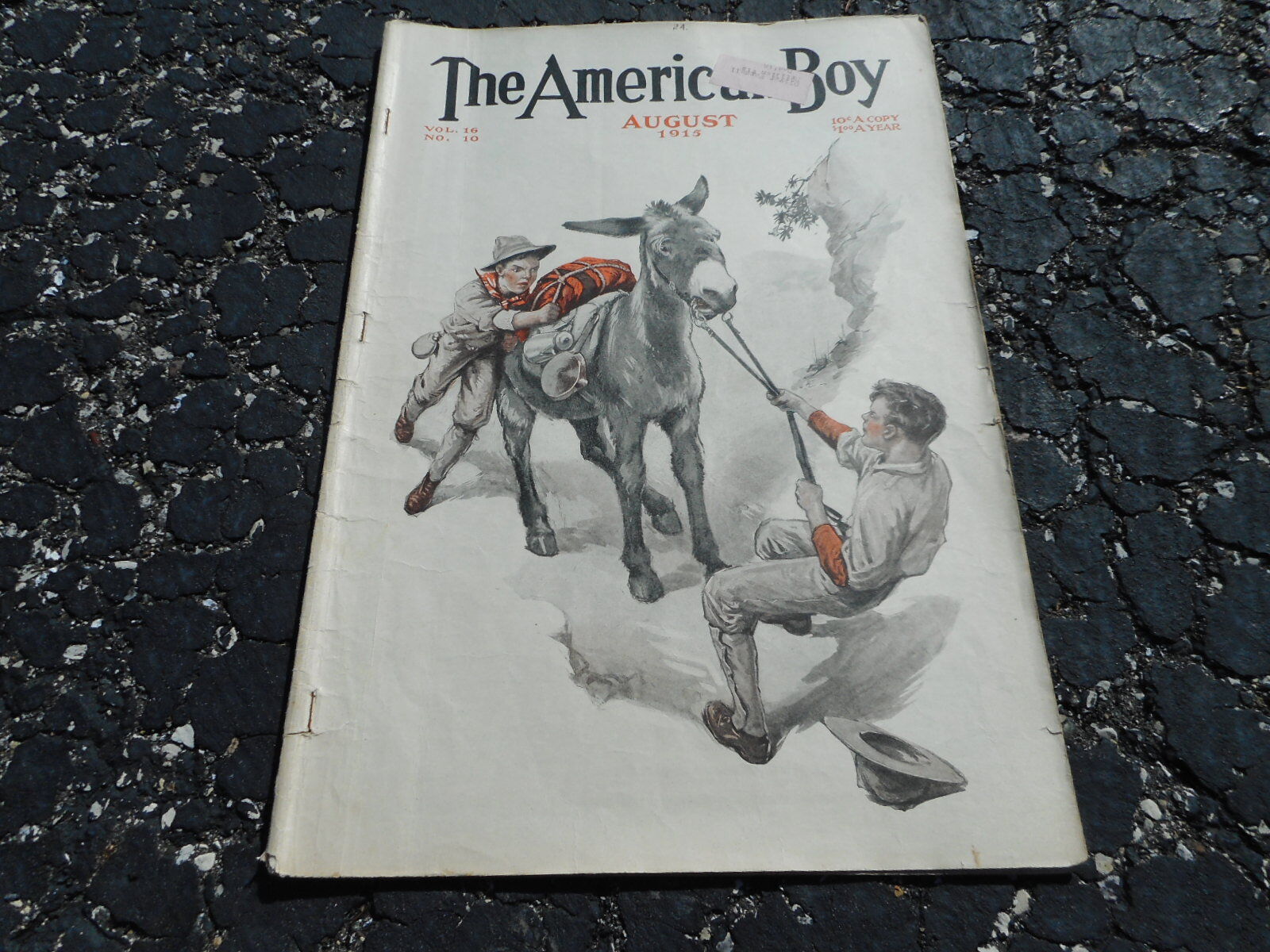 AUG 1915 AMERICAN BOY vintage magazine MOUNTAIN CLIMBING - DONKEY