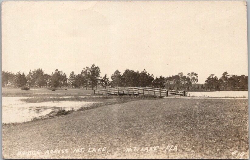 c1920s MOUNTAIN LAKE, Florida RPPC Photo Postcard Bridge View / Olmsted Raynor