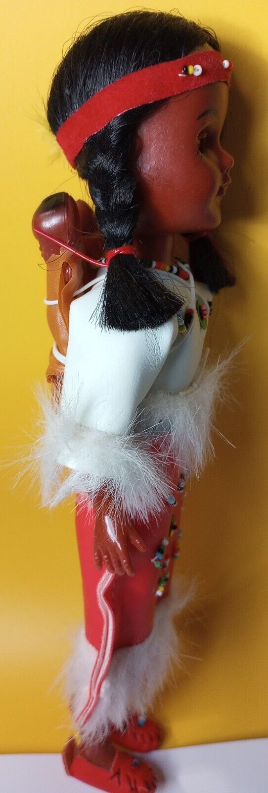 Vintage Native American Plastic Doll Sleepy Eyes Indian Girl W/Papoose & Babies