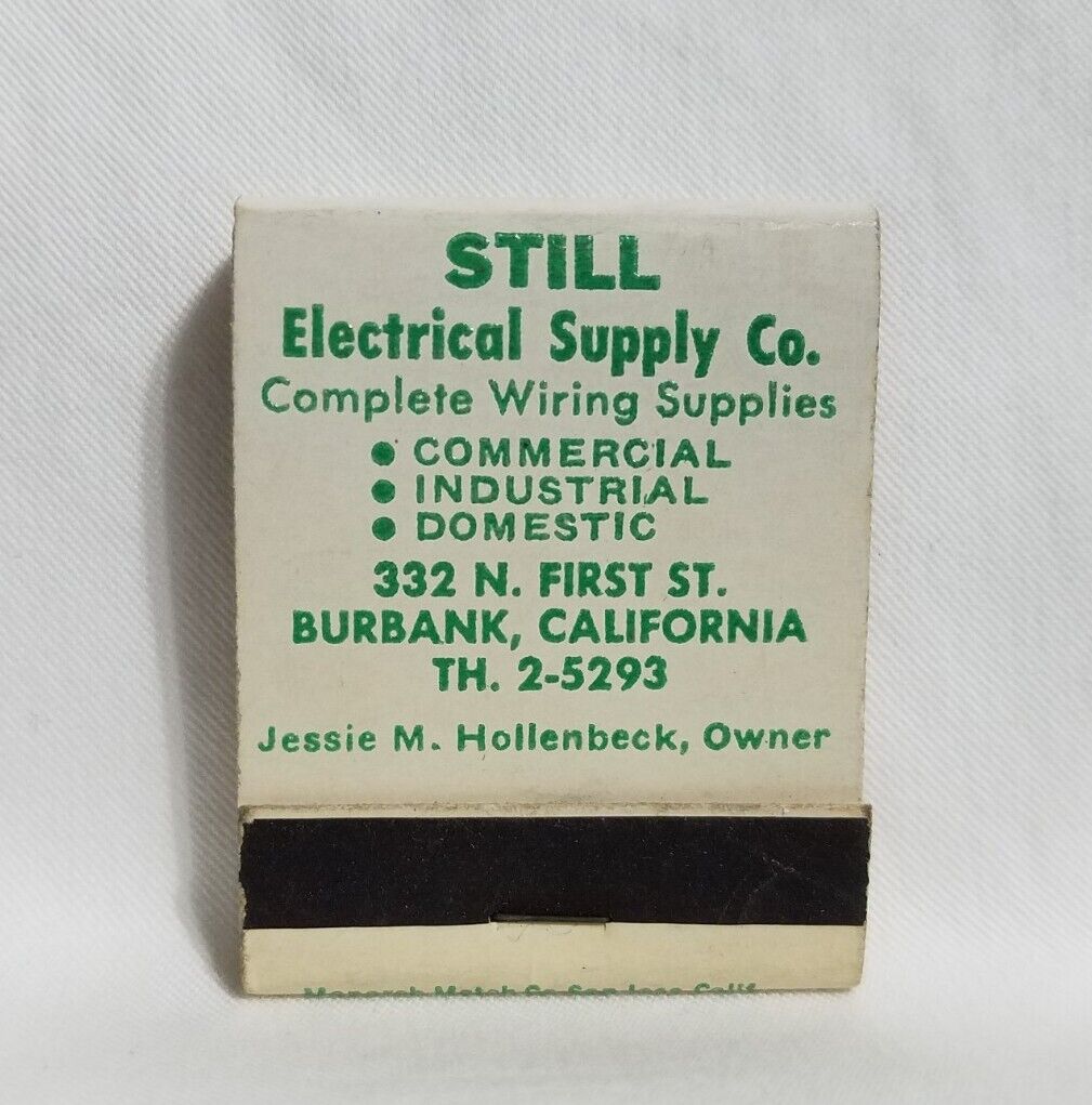 Vintage Still Electrical Wiring Supply Matchbook Burbank CA Advertising Full