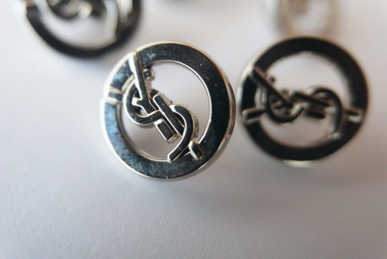 6 price for 6   100%  YSL BUTTONS  14 mm 0,4 inch Silver