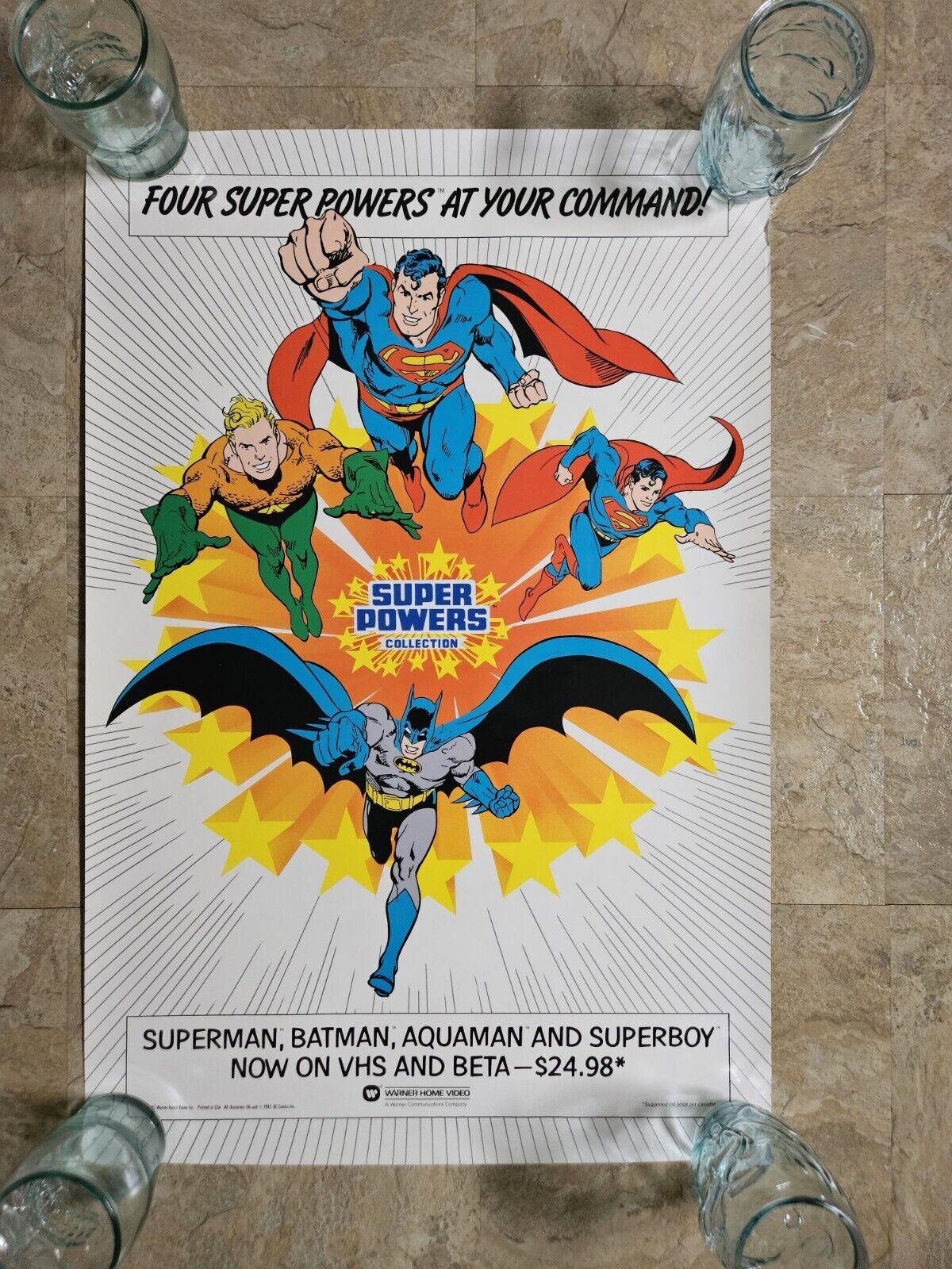 Vintage 1985 DC Super Powers Collection - Warner VHS Beta Promo Poster