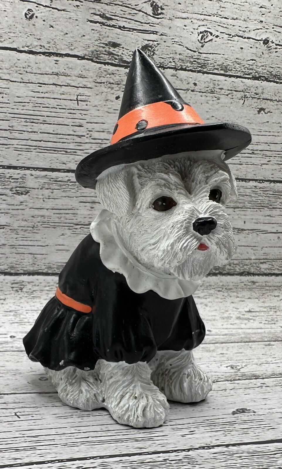 Ganz White Schnauzer Dog Halloween Witch Figurine Cute