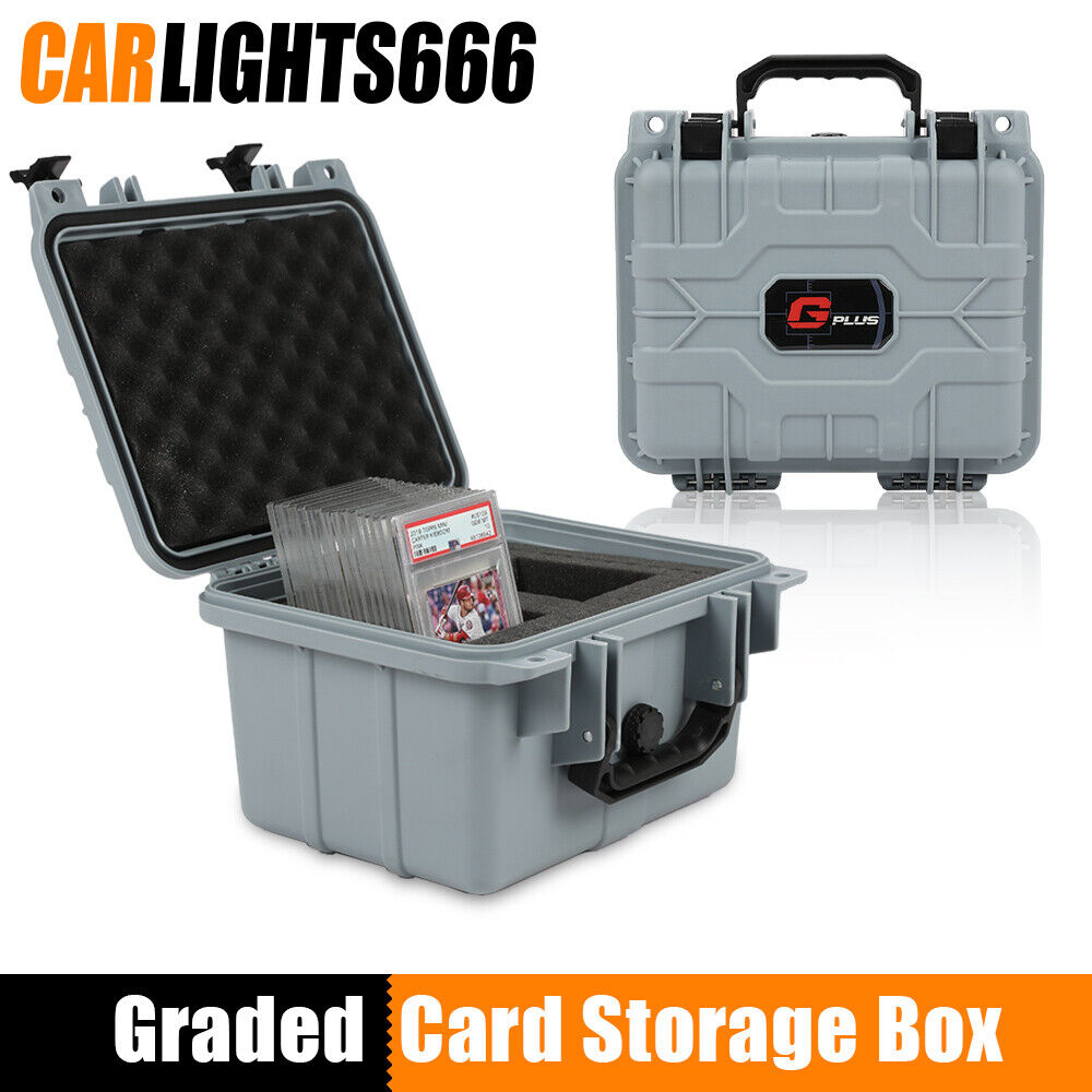 50CT Gray Graded Card Storage Box Travel Waterproof Case Slab Holder Protector