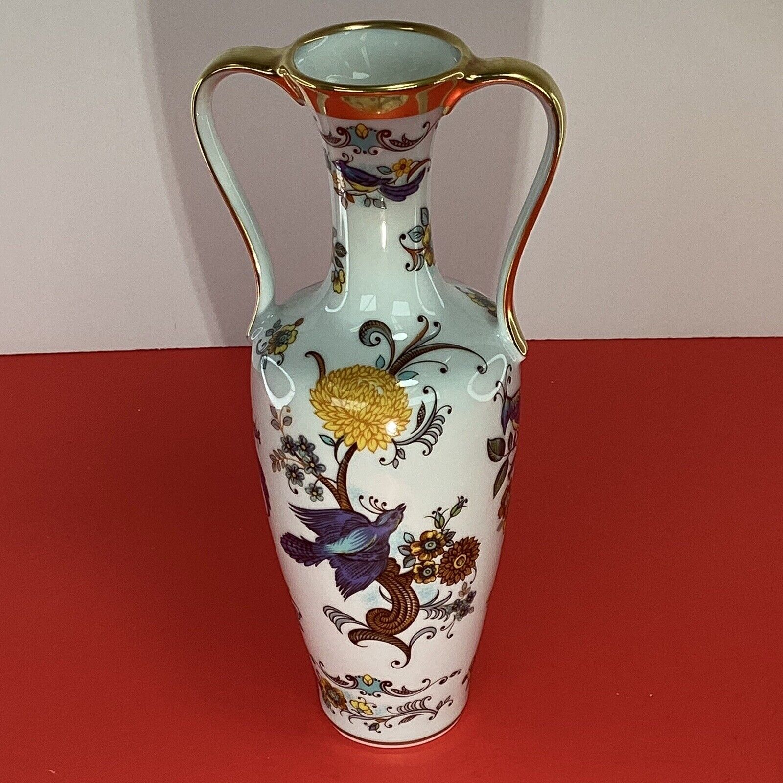 royal porzellan bavaria kpm germany Floral vase handcrafted gold tone accents