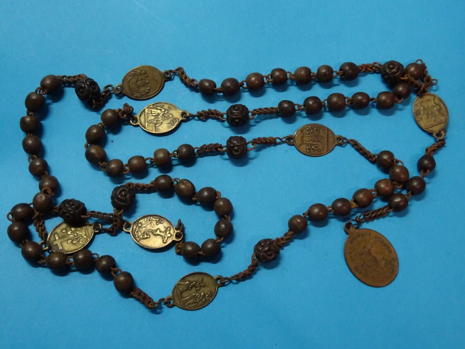 antique CHAPLET of the 7 SORROWS /  monastery CHAPLET france / copper medals