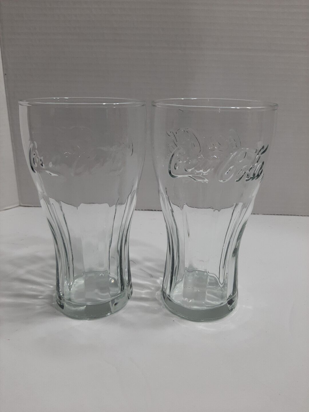Vintage Clear Embossed Coca-Cola Glasses Set Of 2