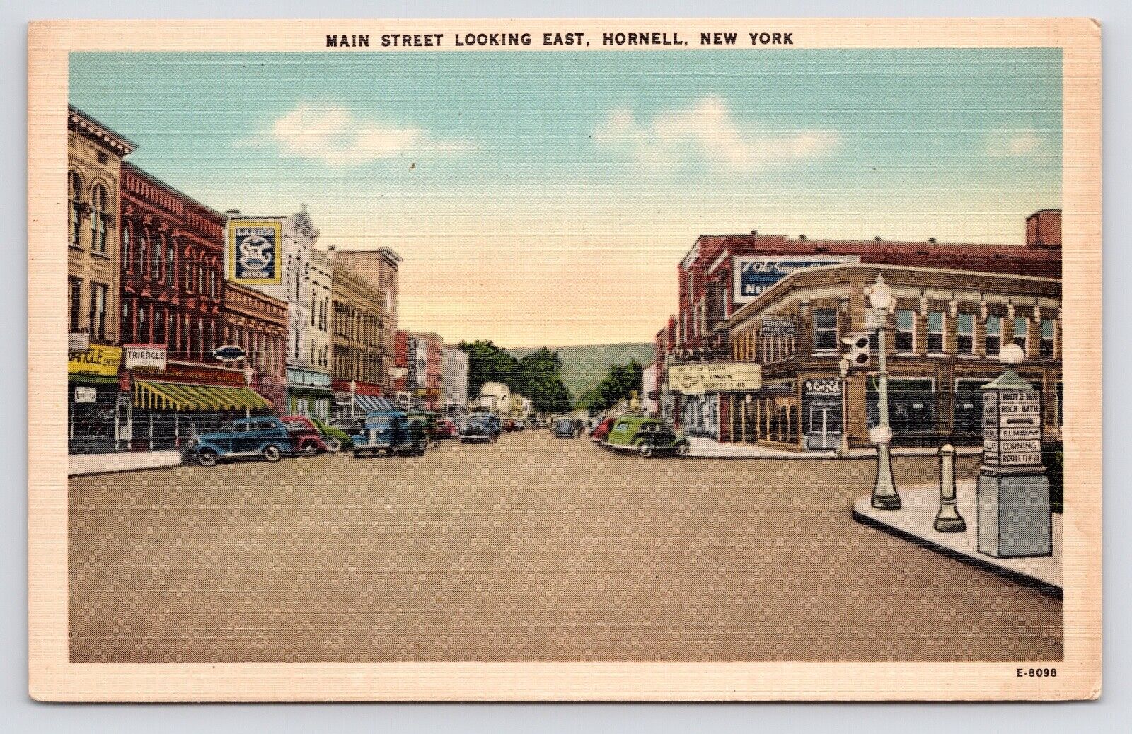 c1930s-40s~Hornell New York NY~Main Street~Downtown~Classic Cars~VTG Postcard
