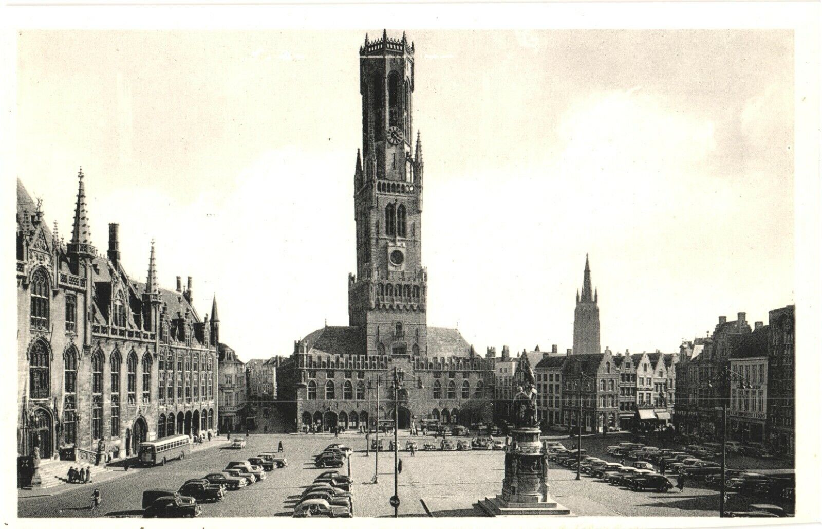 View Of The Town Hall And Cars Parked At Grand Place, Bruges, Belgium Postcard