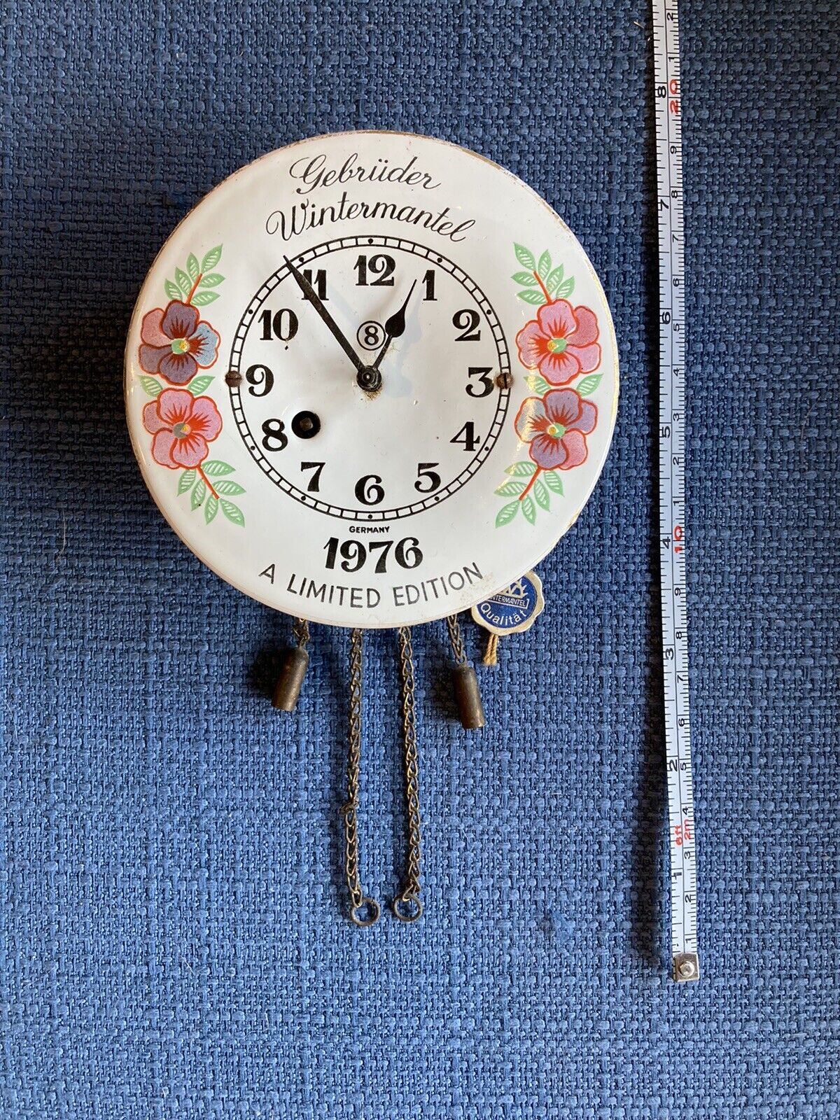 Vintage Gebruder WINTERMANTEL 1976 Limited Edition Clock Enamel Face