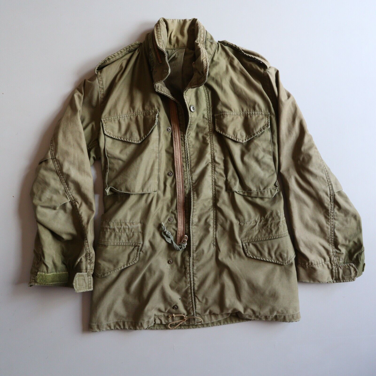 Vintage US Military 80s VTG Army Green Hooded Field Jacket Coat XS