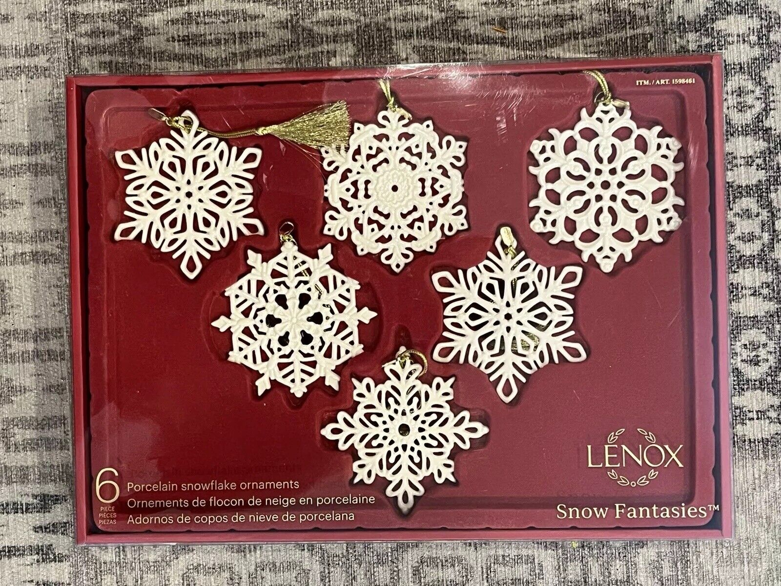 Lenox Snow Fantasies Porcelain Snowflake Ornaments Set of 6 in Box